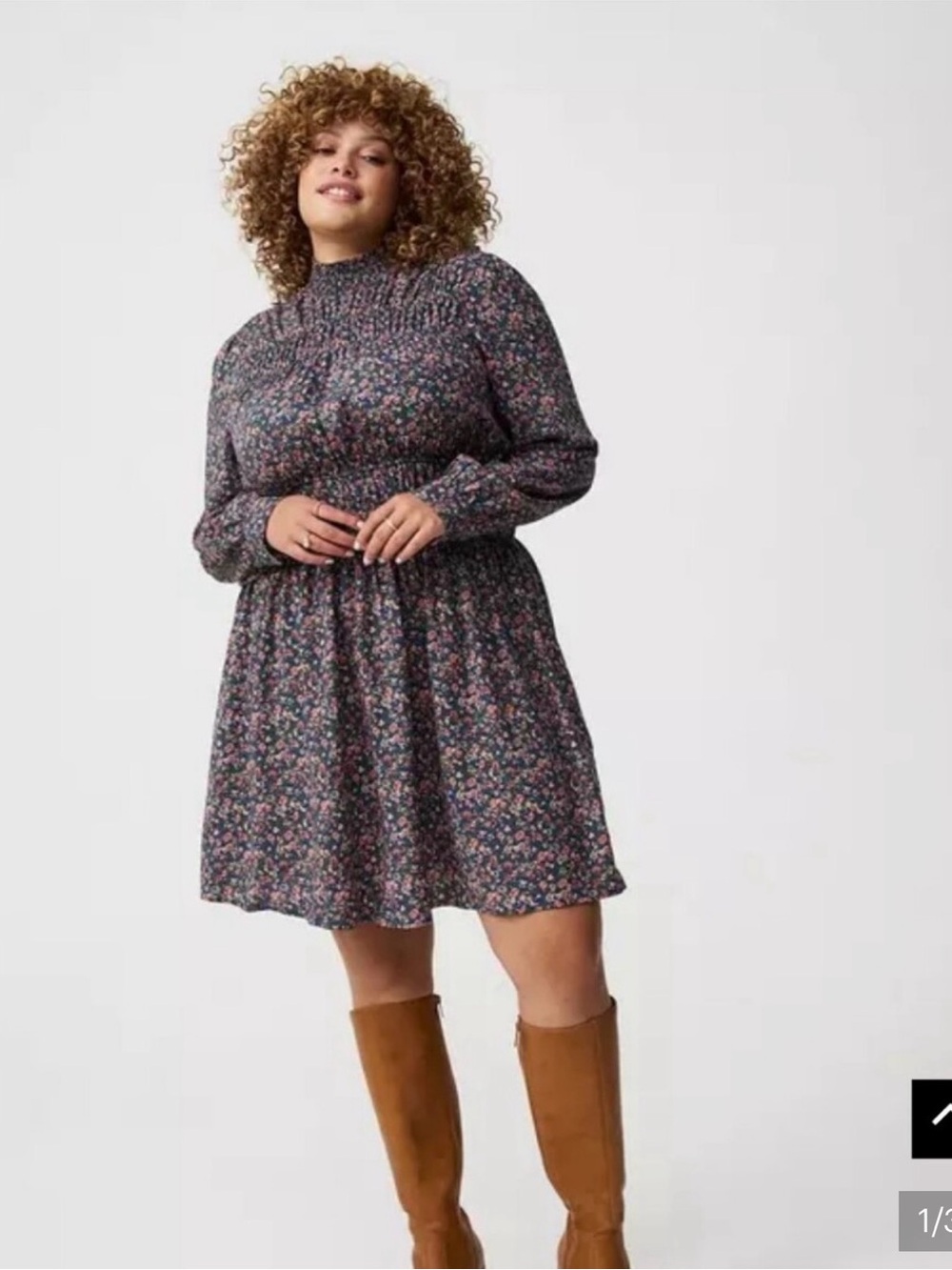 torrid Floral Long-Sleeve Smocked Dress